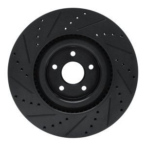 Ford Focus Brake Rotor (1) - Front Right - R1 Concepts - Drilled & Slotted - Black - `16-`18